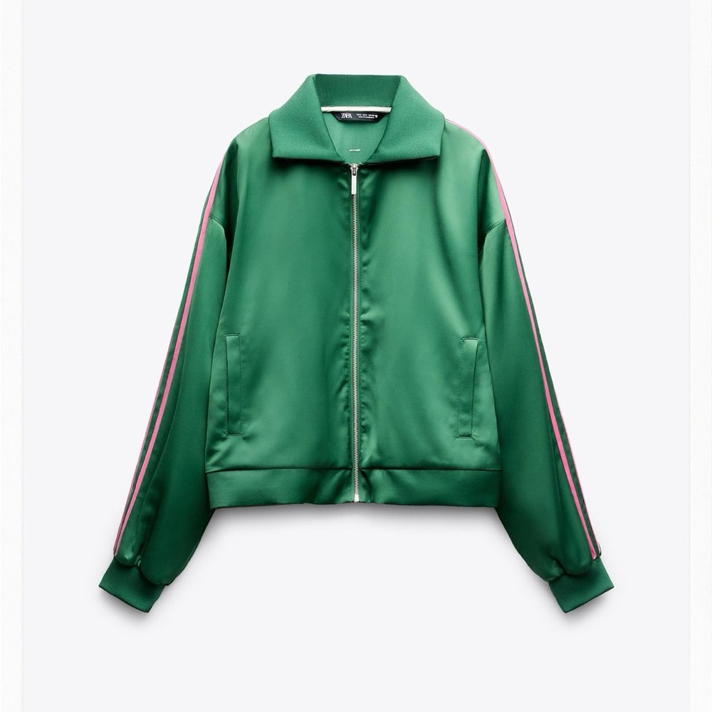 New Zara Satin Green Jacket